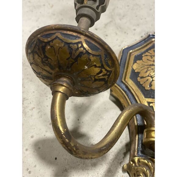 Antique Neoclassical Style Silver Tone Dual Arm Wall Sconce for repair - Picture 4 of 7